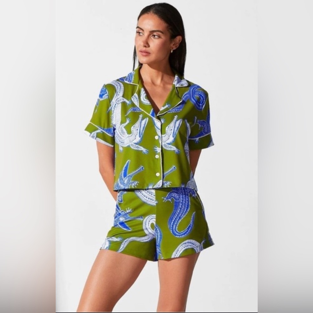 NOLI Pajama Shorts Set Loungewear in Nile Chartreuse Green